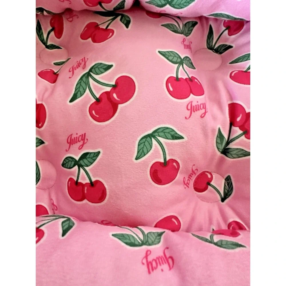 Juicy‎ Couture Cherry Velour Pet Bed Cuddler Pink Small Dog Cat NWT
